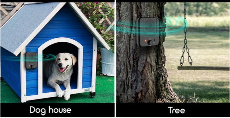 Ultrasonic barking control device can be installed and used in multiple places